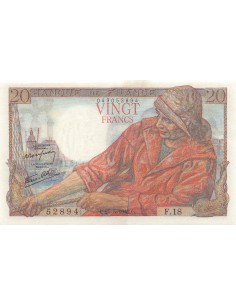 FRANCE, PÊCHEUR - 20 FRANCS 21/05/1942 - SÉRIE F.18 - PSUP 2