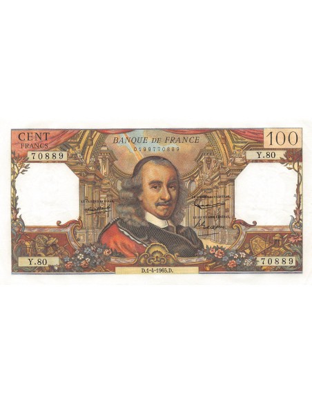FRANCE, CORNEILLE - 100 FRANCS 01/04/1965 - SÉRIE Y.80 - PSUP