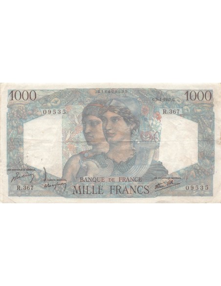 FRANCE, MINERVE ET HERCULE - 1000 FRANCS 09/01/1947 - SERIE R.367 - PTTB