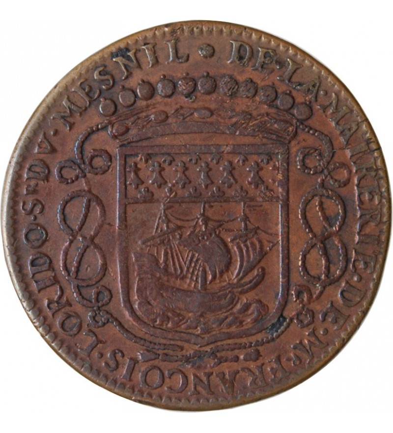 MAIRE DE NANTES - FRANCOIS LORIDO, SIEUR DU MESNIL JETON CUIVRE 1667