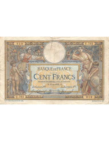 FRANCE, LUC-OLIVIER MERSON - 100 FRANCS 02/04/1909 - TB
