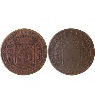 MAIRE DE NANTES - FRANCOIS LORIDO, SIEUR DU MESNIL JETON CUIVRE 1667 2
