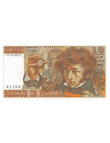 FRANCE, BERLIOZ - 10 FRANCS 04/12/1975 - SÉRIE U.263 - SUP+