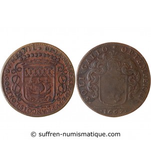 MAIRE DE NANTES - FRANCOIS LORIDO, SIEUR DU MESNIL JETON CUIVRE 1667