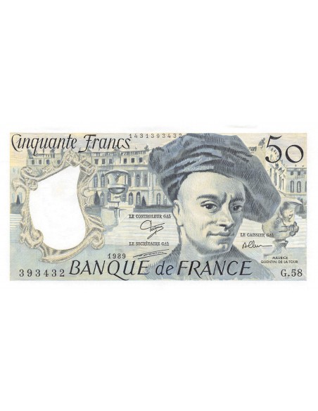 FRANCE, QUENTIN DE LA TOUR - 50 FRANCS 1989 - SERIE G.58 - SPL