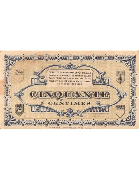 CHAMBRE DE COMMERCE, LONS-LE-SAUNIER - 50 CENTIMES 1920