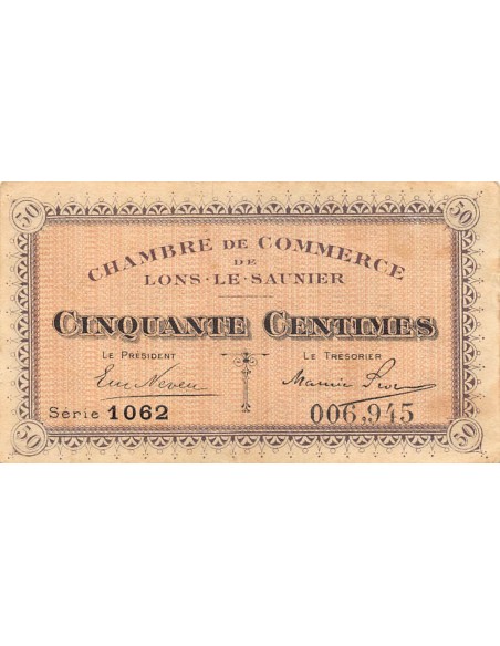 CHAMBRE DE COMMERCE, LONS-LE-SAUNIER - 50 CENTIMES 1920