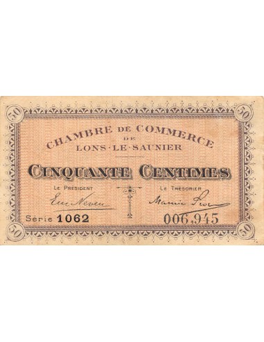 CHAMBRE DE COMMERCE, LONS-LE-SAUNIER - 50 CENTIMES 1920