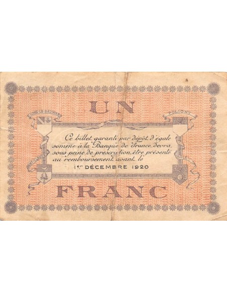 CHAMBRE DE COMMERCE, LONS-LE-SAUNIER - 1 FRANC 1920