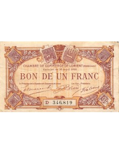 CHAMBRE DE COMMERCE, LORIENT - 1 FRANC 1920
