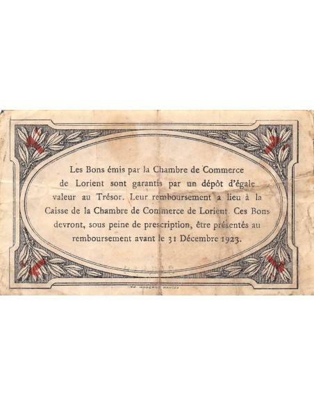 CHAMBRE DE COMMERCE, LORIENT - 1 FRANC 1920