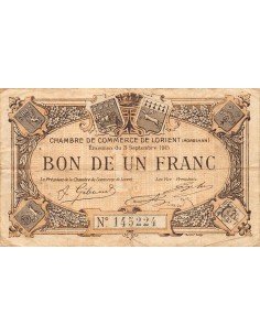 CHAMBRE DE COMMERCE, LORIENT - 1 FRANC 1920