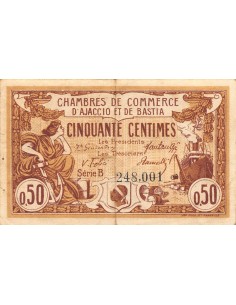 CHAMBRE DE COMMERCE, AJACCIO ET BASTIA - 50 CENTIMES 1917 / 1918