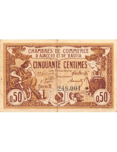 CHAMBRE DE COMMERCE, AJACCIO ET BASTIA - 50 CENTIMES 1917 / 1918