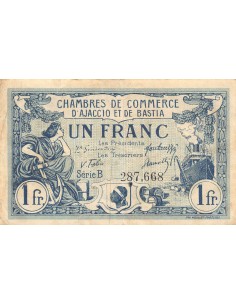 CHAMBRE DE COMMERCE, AJACCIO ET BASTIA - 1 FRANC 1917 / 1918 2
