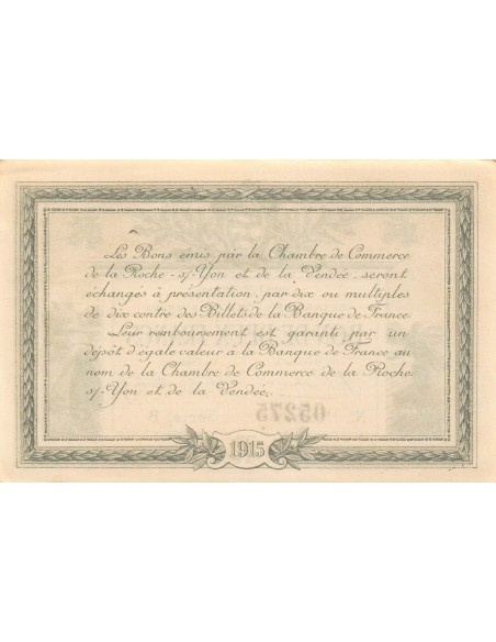 CHAMBRE DE COMMERCE, LA ROCHE SUR YON - 2 FRANCS 1915