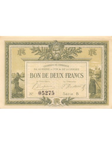 CHAMBRE DE COMMERCE, LA ROCHE SUR YON - 2 FRANCS 1915
