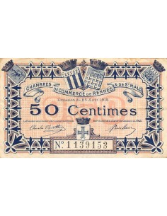 CHAMBRE DE COMMERCE, RENNES ET SAINT-MALO - 50 CENTIMES 1915 2
