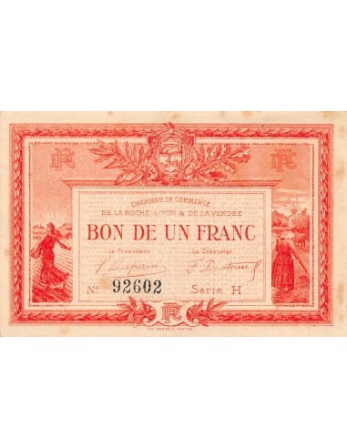 CHAMBRE DE COMMERCE, LA ROCHE SUR YON - 1 FRANC 1915
