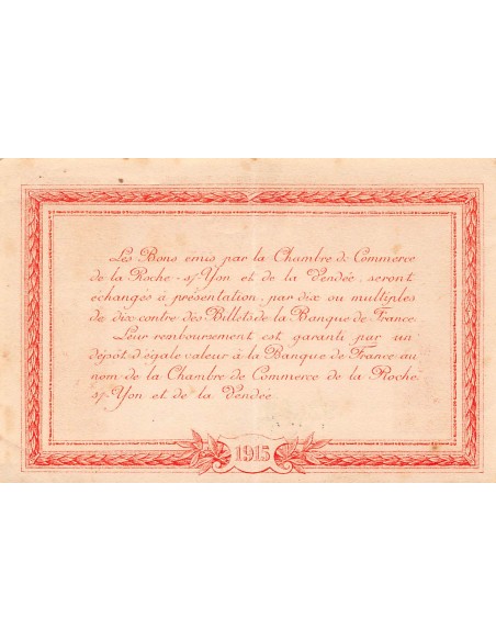 CHAMBRE DE COMMERCE, LA ROCHE SUR YON - 1 FRANC 1915