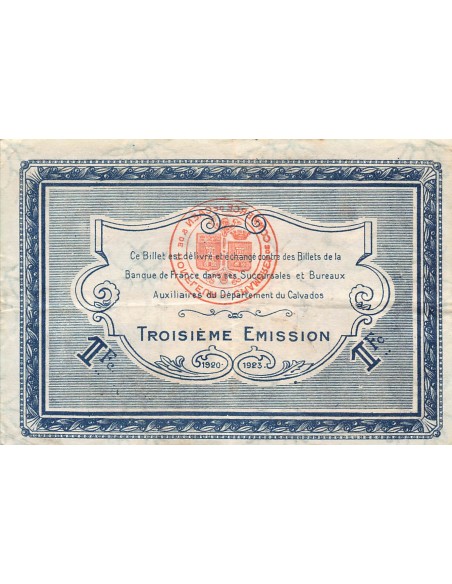 CHAMBRE DE COMMERCE, HONFLEUR - 1 FRANC 1920 / 1923