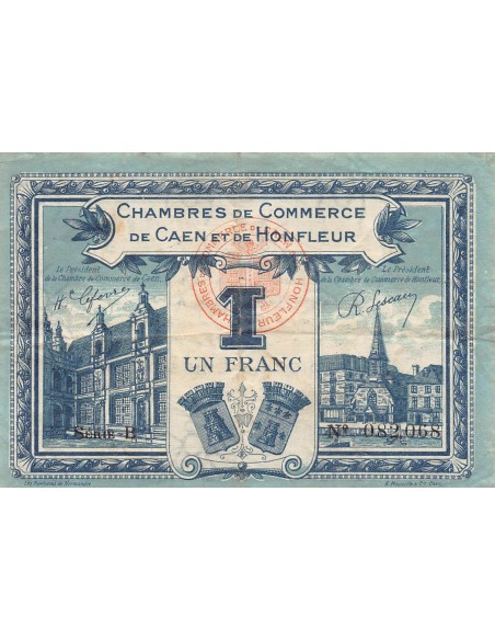 CHAMBRE DE COMMERCE, HONFLEUR - 1 FRANC 1920 / 1923