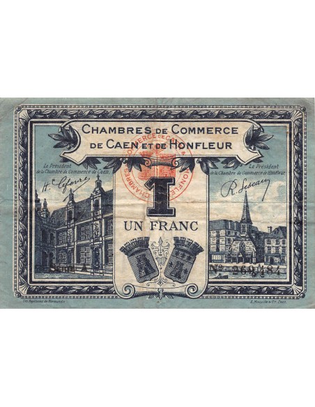 CHAMBRE DE COMMERCE, HONFLEUR - 1 FRANC 1920 / 1923
