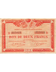 CHAMBRE DE COMMERCE, QUIMPER ET BREST - 2 FRANCS 1915 2