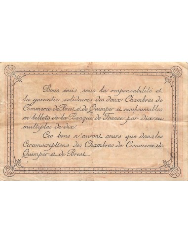 CHAMBRE DE COMMERCE, QUIMPER ET BREST - 2 FRANCS 1915