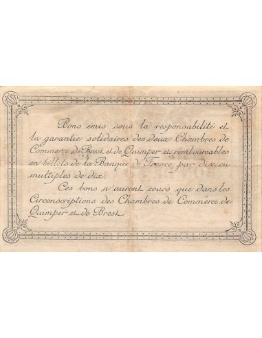 CHAMBRE DE COMMERCE, QUIMPER ET BREST - 50 CENTIMES 1915
