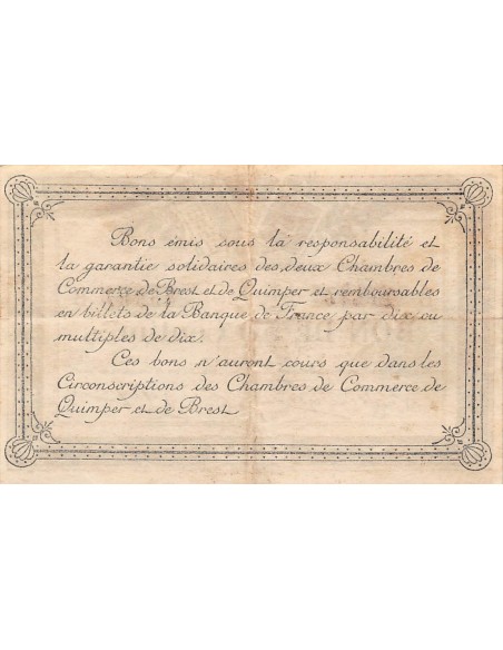 CHAMBRE DE COMMERCE, QUIMPER ET BREST - 50 CENTIMES 1915