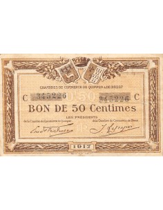 CHAMBRE DE COMMERCE, QUIMPER ET BREST - 50 CENTIMES 1915 2