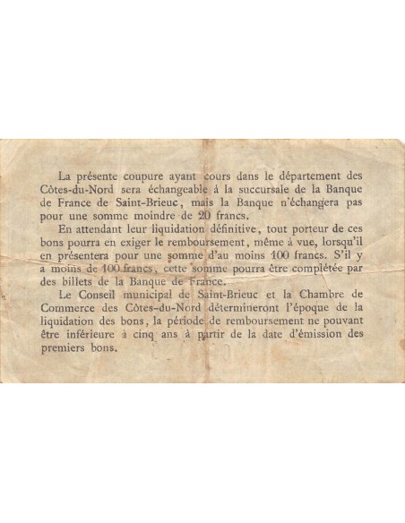 CHAMBRE DE COMMERCE, CÔTES DU NORD - 1 FRANC