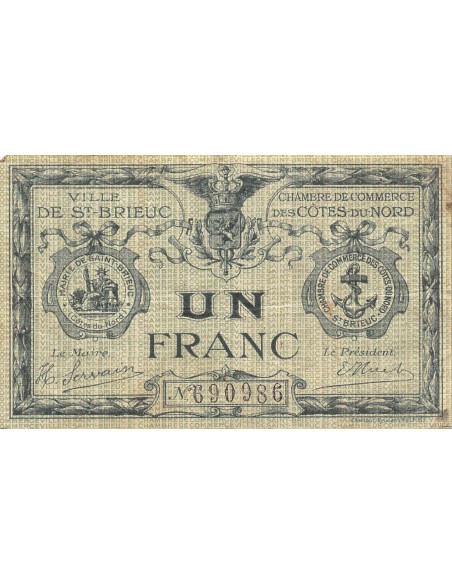 CHAMBRE DE COMMERCE, CÔTES DU NORD - 1 FRANC