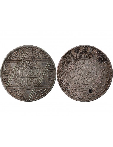 MAROC, ABDELAZIZ - 10 DIRHAMS ARGENT 1320 (1903)