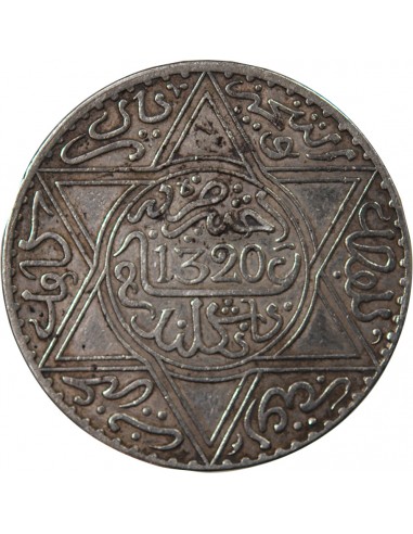 MAROC, ABDELAZIZ - 10 DIRHAMS ARGENT 1320 (1903)
