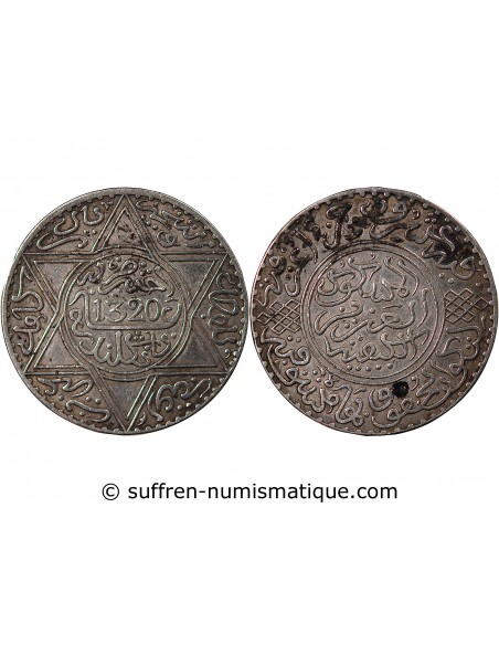 MAROC, ABDELAZIZ - 10 DIRHAMS ARGENT 1320 (1903)
