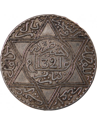 MAROC, ABDELAZIZ- 10 DIRHAMS ARGENT 1321 (1903)