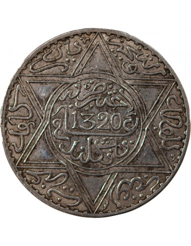 MAROC, ABDELAZIZ - 10 DIRHAMS ARGENT 1320 (1903)