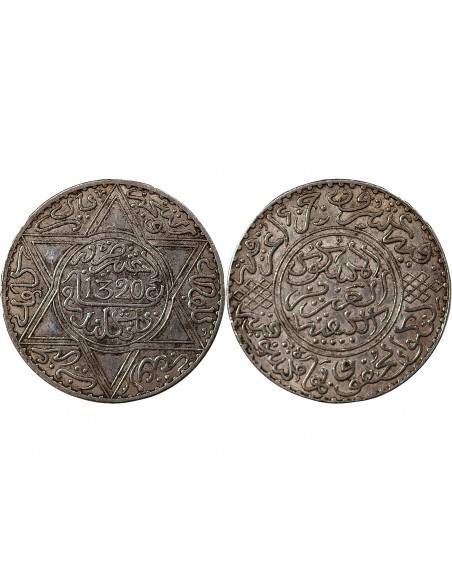 MAROC, ABDELAZIZ - 10 DIRHAMS ARGENT 1320 (1903)