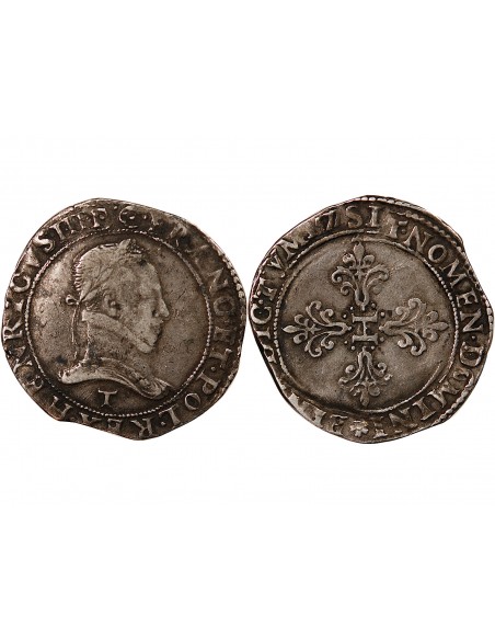 HENRI III - FRANC AU COL PLAT 1577 T NANTES - R5