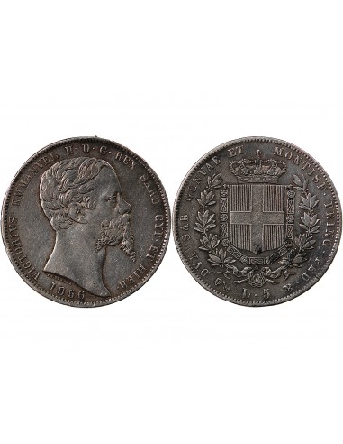 ITALIE, ROYAUME DE SARDAIGNE, VICTOR-EMMANUEL II - 5 LIRE ARGENT 1856 P GÊNES