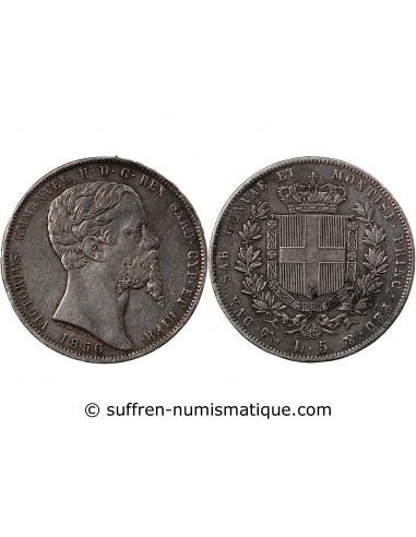 ITALIE, ROYAUME DE SARDAIGNE, VICTOR-EMMANUEL II - 5 LIRE ARGENT 1856 P GÊNES