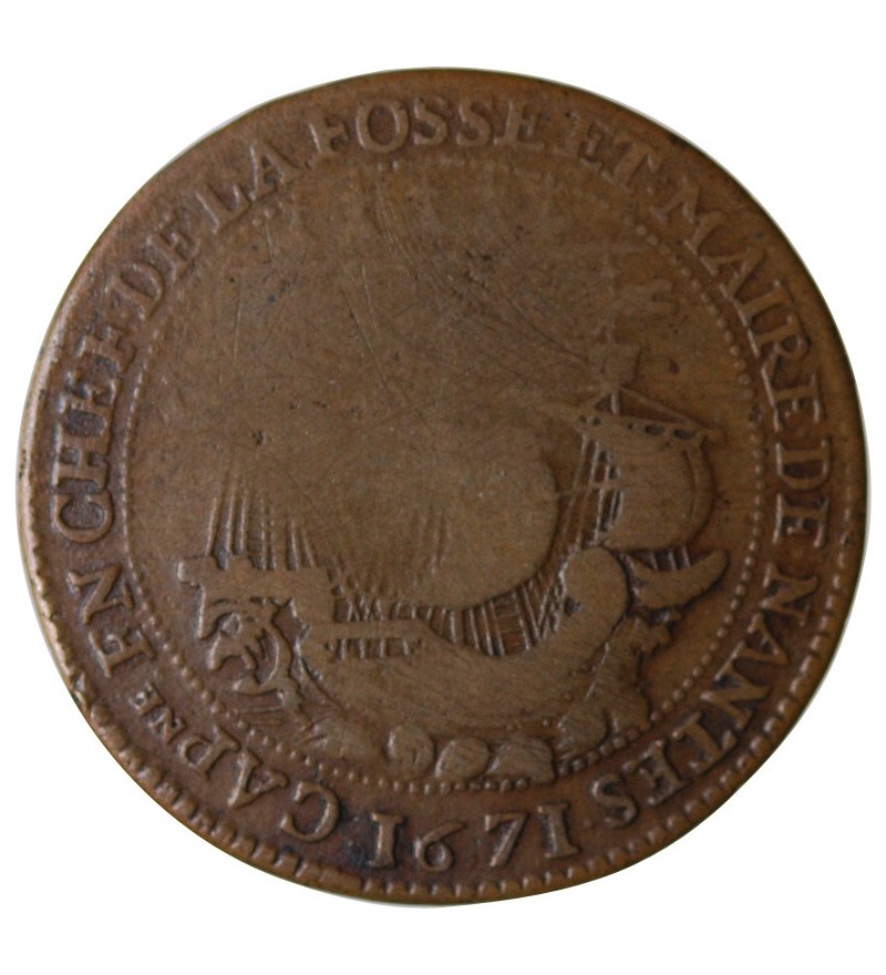 MAIRE DE NANTES - GRATIEN LIBAULT, SIEUR DE LA TEMPLERIE JETON CUIVRE 1671