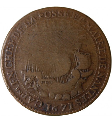 MAIRE DE NANTES - GRATIEN LIBAULT, SIEUR DE LA TEMPLERIE JETON CUIVRE 1671