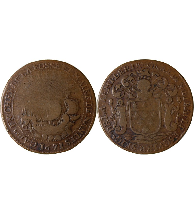 MAIRE DE NANTES - GRATIEN LIBAULT, SIEUR DE LA TEMPLERIE JETON CUIVRE 1671