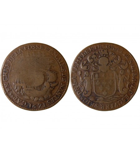 MAIRE DE NANTES - GRATIEN LIBAULT, SIEUR DE LA TEMPLERIE JETON CUIVRE 1671