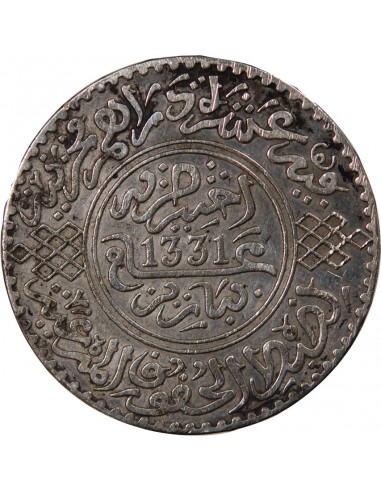 MAROC, YOUSSEF - 10 DIRHAMS ARGENT 1331 (1913)
