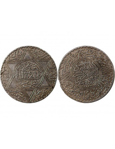 MAROC, ABDELAZIZ - 10 DIRHAMS ARGENT 1321 (1903)