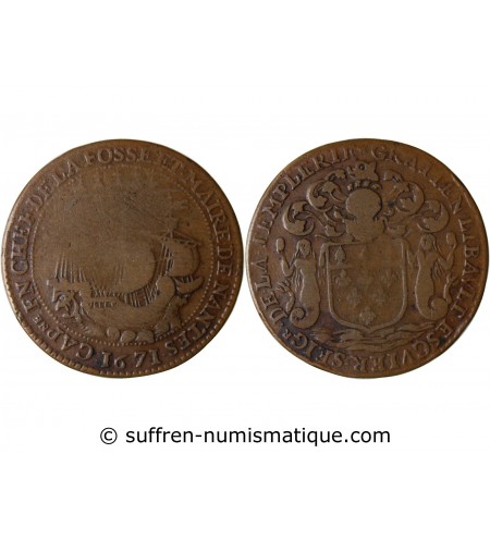 MAIRE DE NANTES - GRATIEN LIBAULT, SIEUR DE LA TEMPLERIE JETON CUIVRE 1671